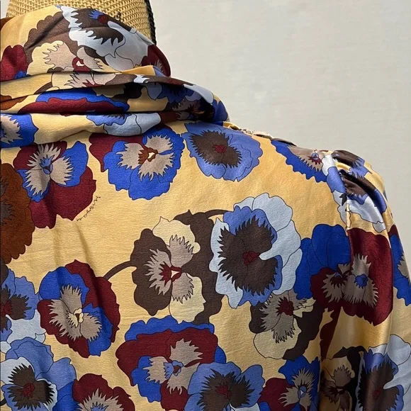 MISSONI SILK BLOUSE FLORAL BUTTON DOWN TOP SMALL